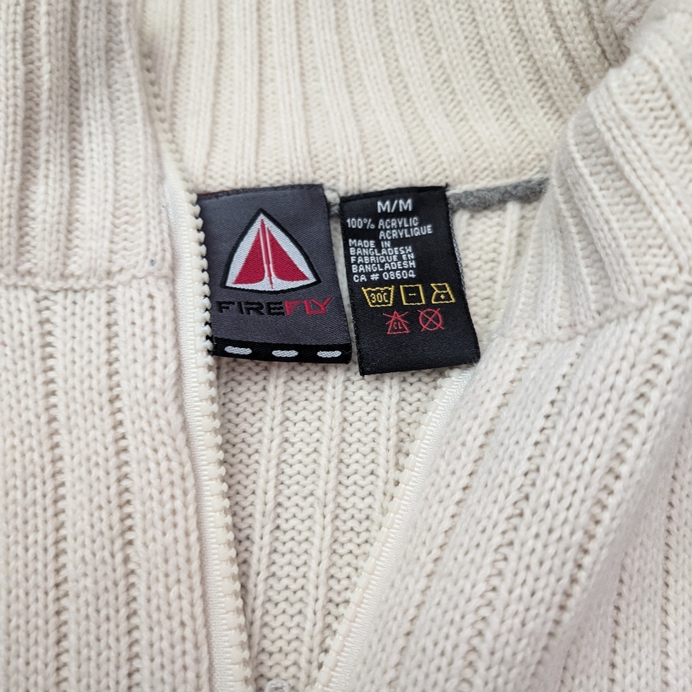 Cream Ribbed Quarter Zip Sweater - Picture 4 of 5